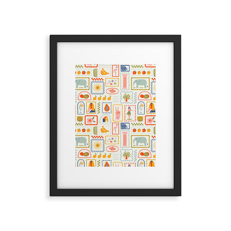 Vintage tropical summer patchwork art pattern Framed Art Print Gallery Image 6