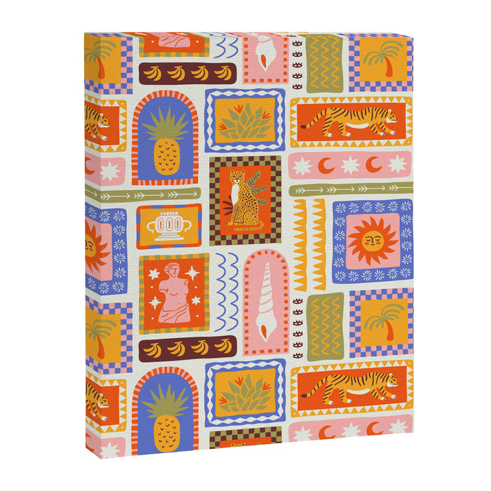 Vintage tropical summer patchwork tapestry pattern Canvas Print Gallery Image 1