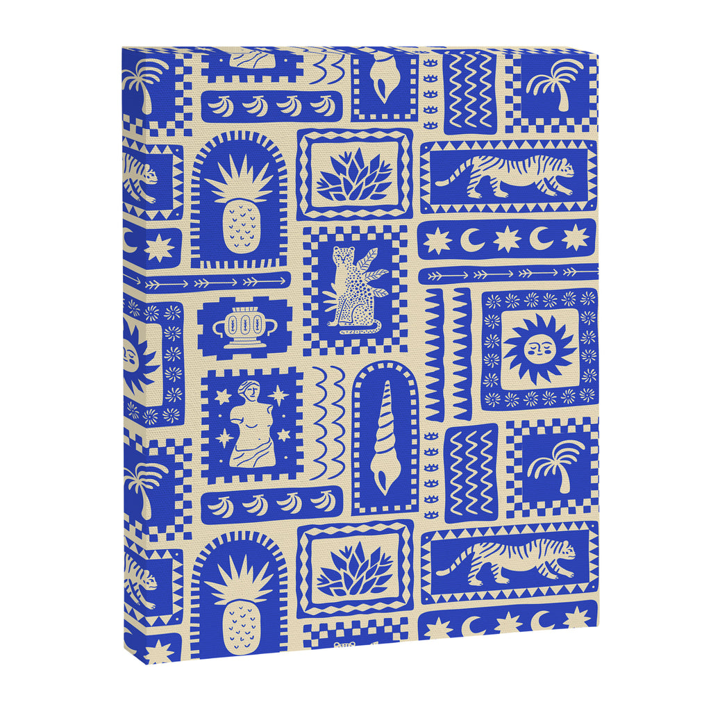 Vintage tropical summer patchwork tapestry pattern Canvas Print Gallery Image 8