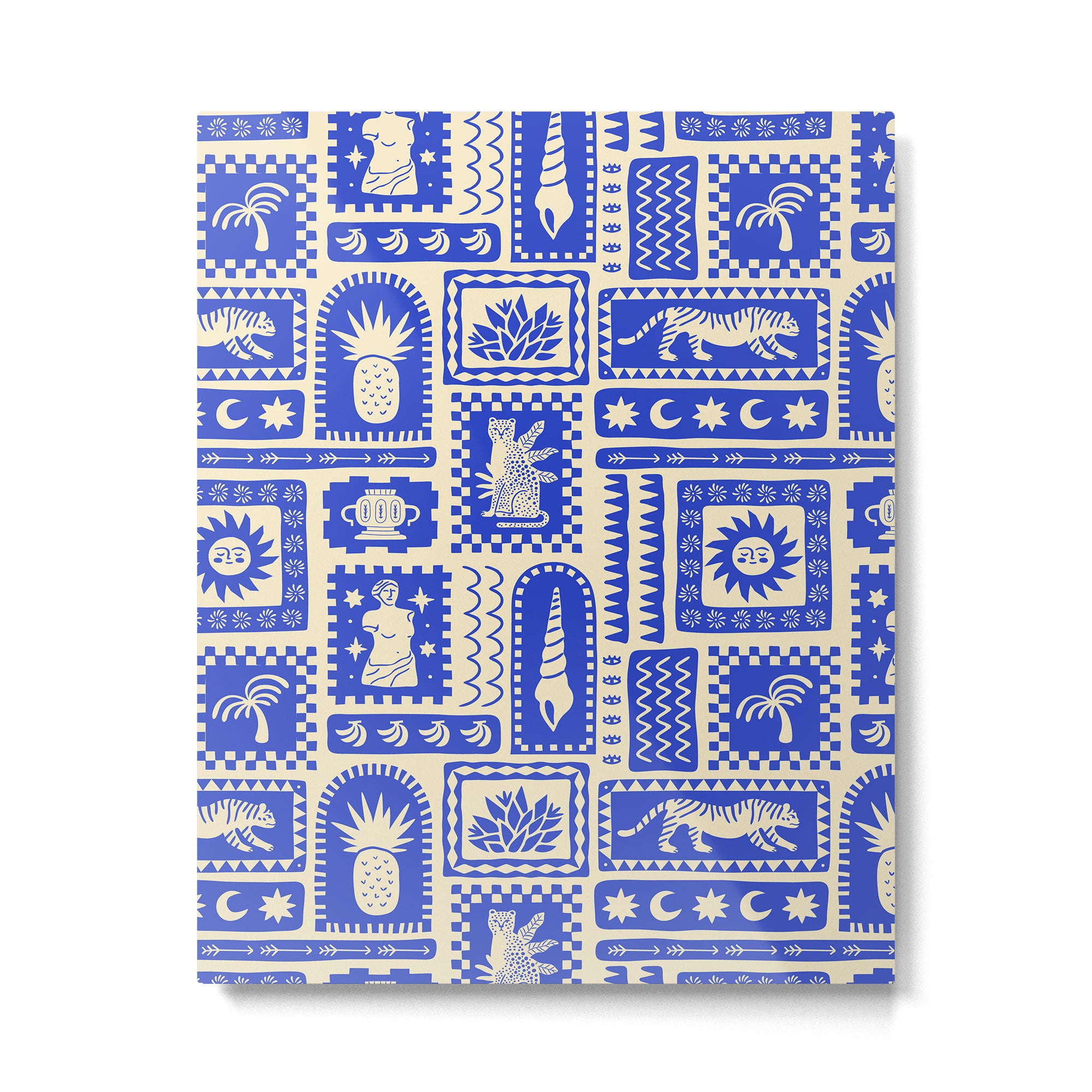 Vintage tropical summer patchwork tapestry pattern Metal Print Gallery Image 6