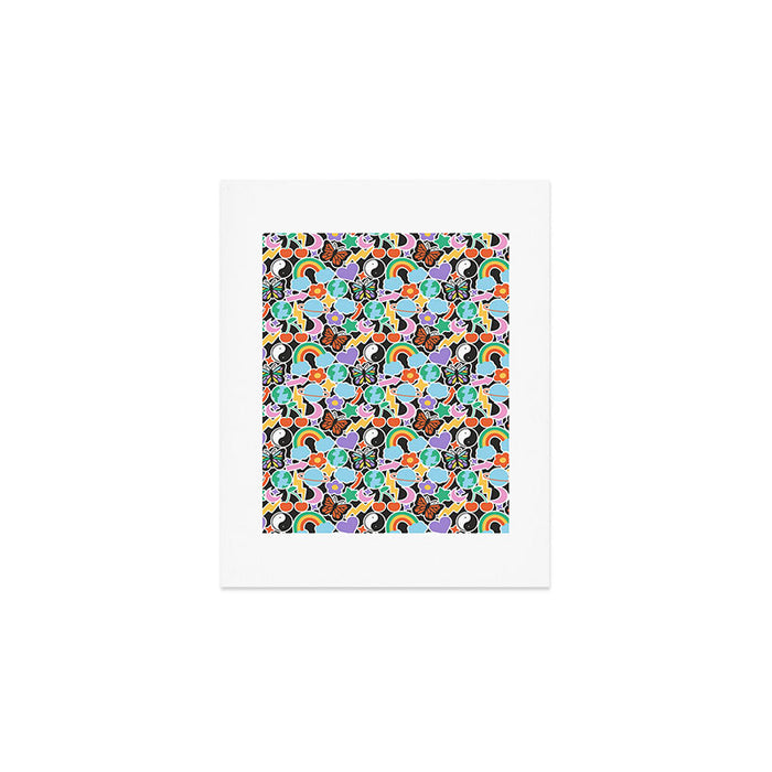 Vintage Y2K cartoon sticker pattern Art Print Gallery Image 1