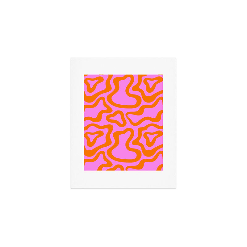 Wavy retro pink psychedelic pattern Art Print Gallery Image 1