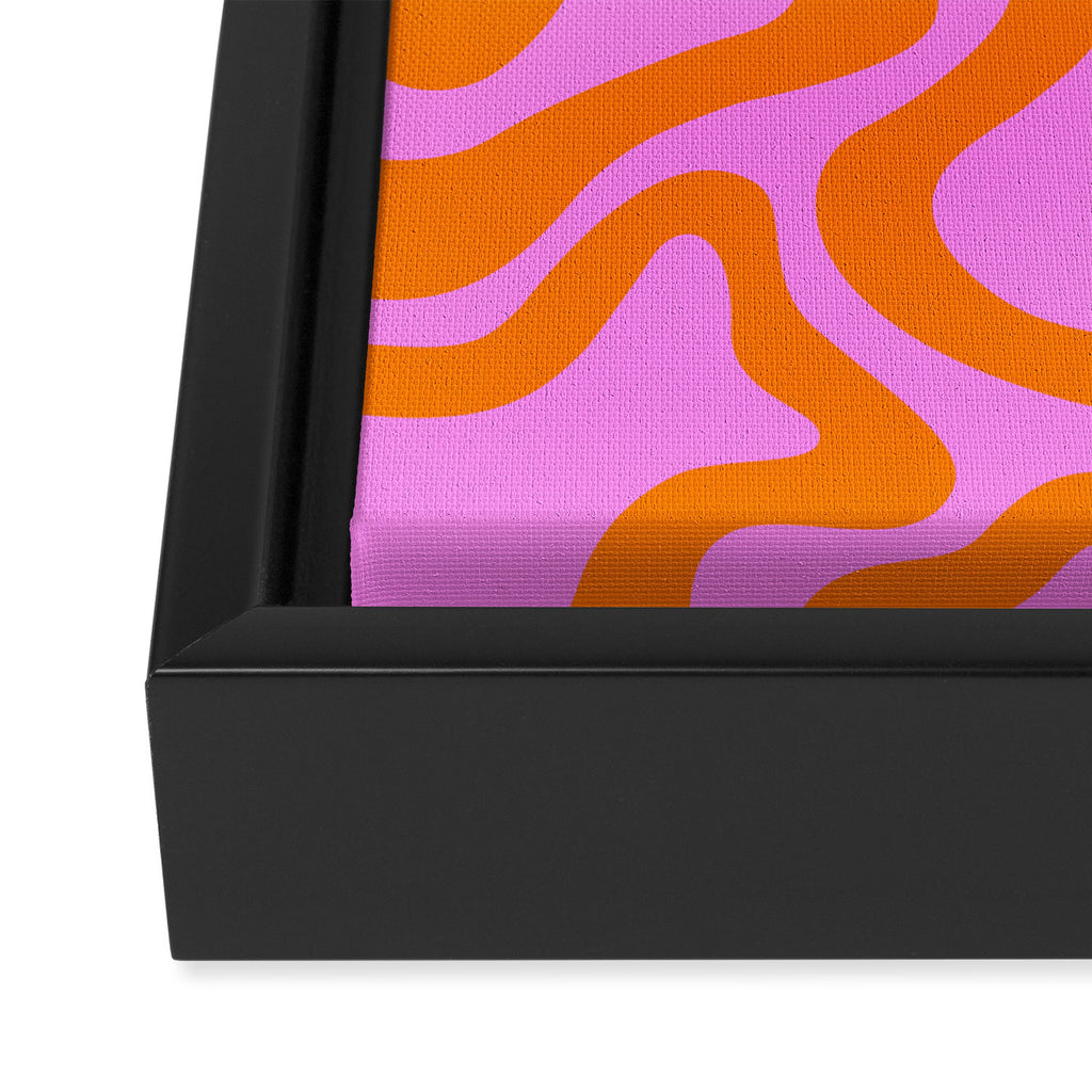 Wavy retro pink psychedelic pattern Framed Canvas Print Gallery Image 3