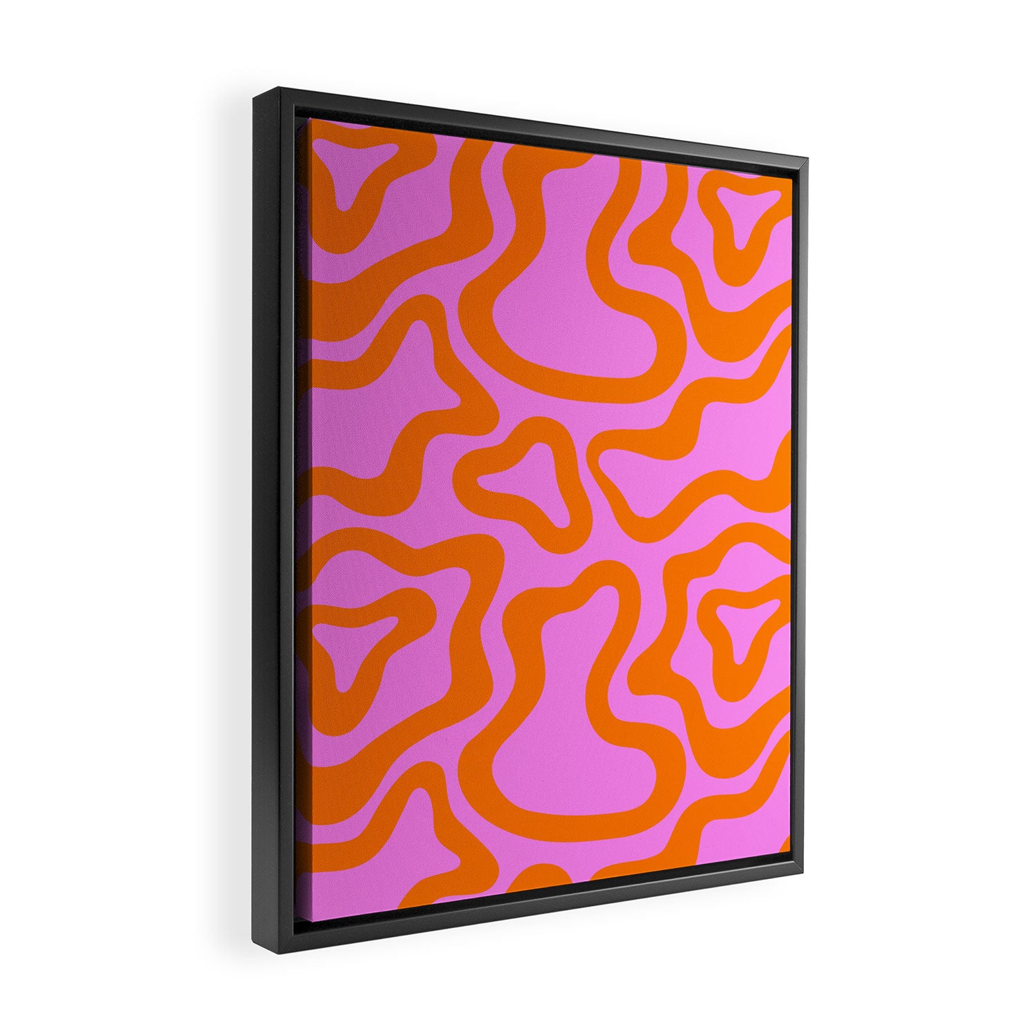 Wavy retro pink psychedelic pattern Framed Canvas Print Gallery Image 2