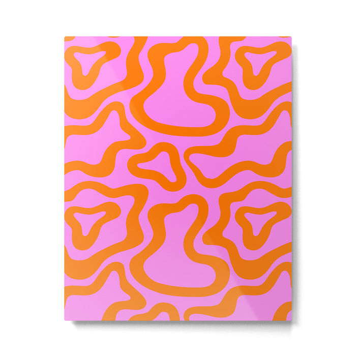 Wavy retro pink psychedelic pattern Metal Print Gallery Image 1