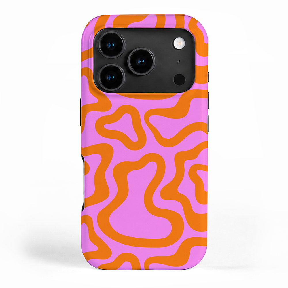 Wavy retro pink psychedelic pattern iPhone Case Gallery Image 1