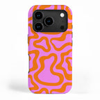 Wavy retro pink psychedelic pattern iPhone Case Gallery Image 1