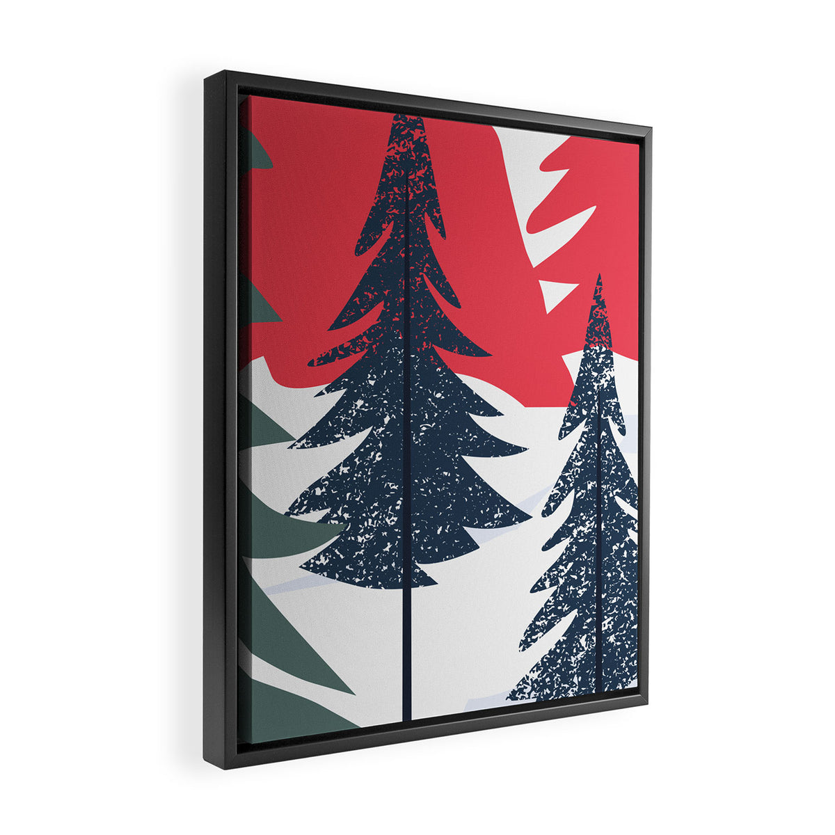 Winter christmas pine tree forest art Framed Canvas Print Gallery Image 2