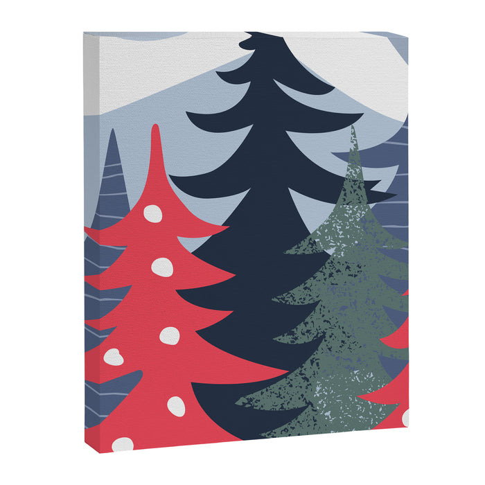 Winter christmas pine tree forest art Canvas Print Gallery Image 1