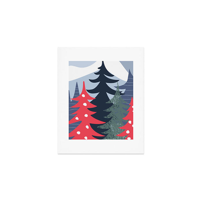 Winter christmas pine tree forest art Art Print Gallery Image 1
