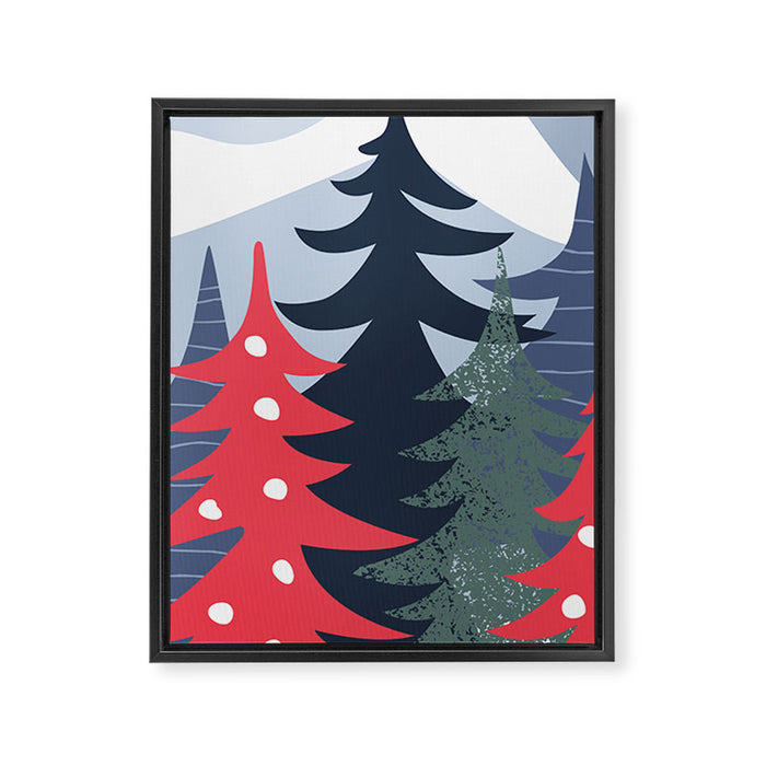 Winter christmas pine tree forest art Framed Canvas Print Gallery Image 1