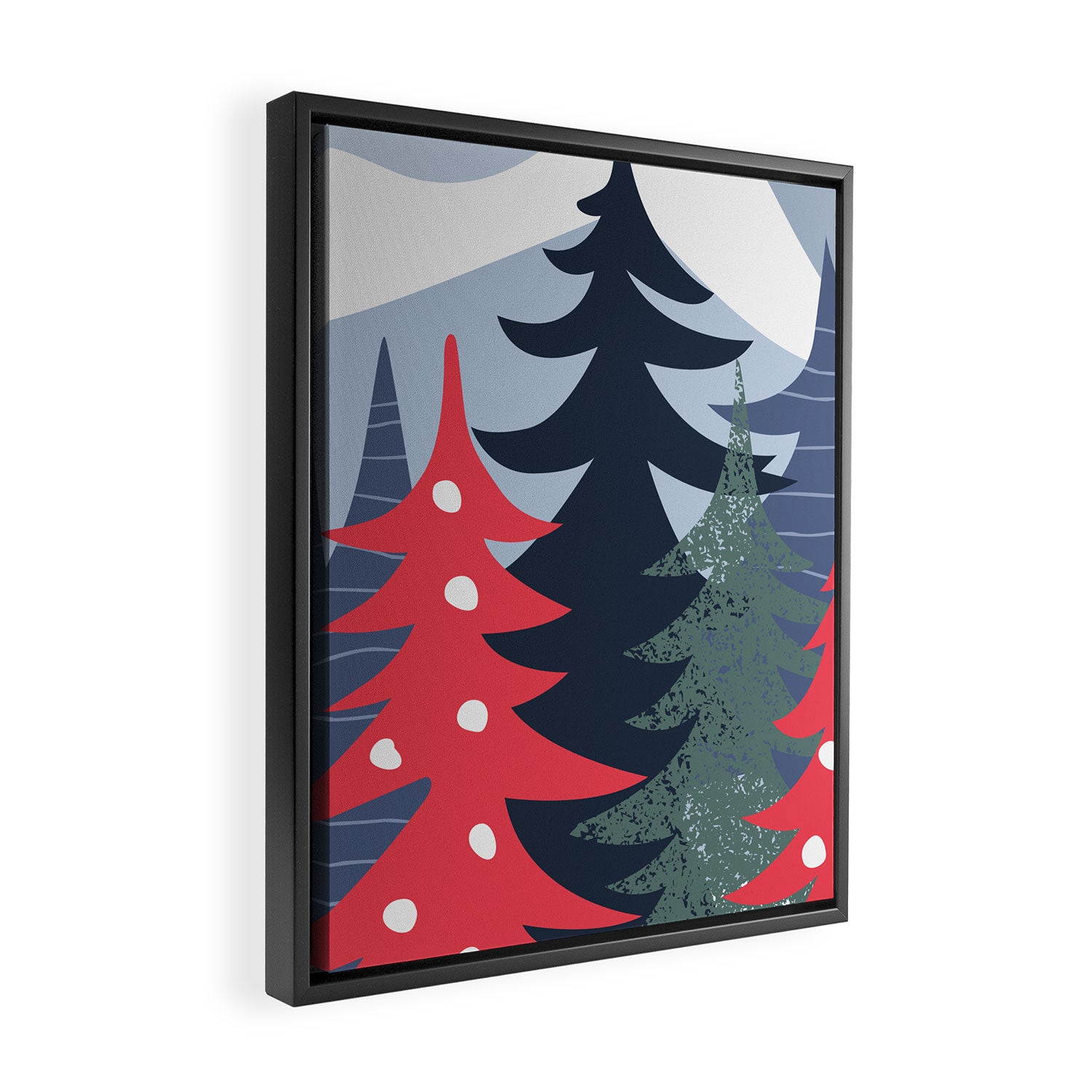 Winter christmas pine tree forest art Framed Canvas Print Gallery Image 2