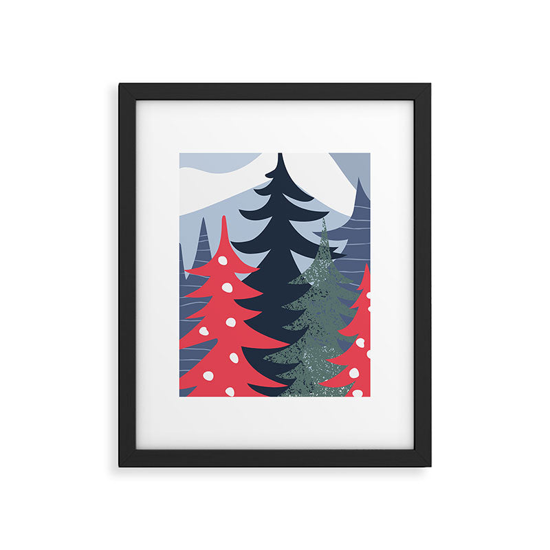 Winter christmas pine tree forest art Framed Art Print Gallery Image 5