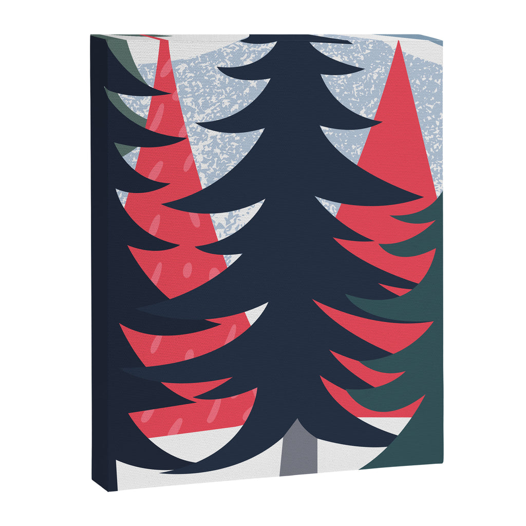 Winter christmas pine tree forest art Canvas Print Gallery Image 6