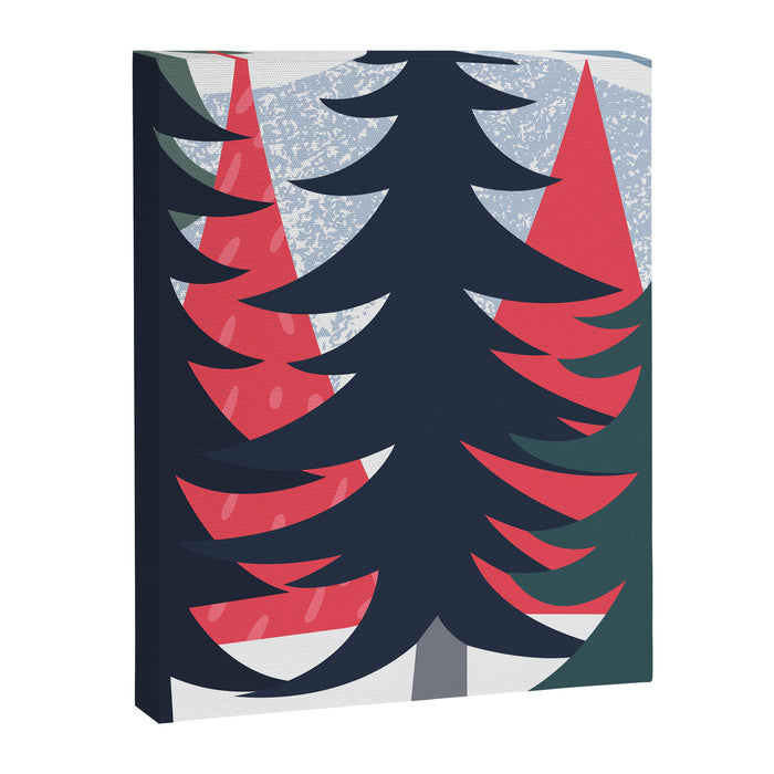Winter christmas pine tree forest art Canvas Print Gallery Image 1