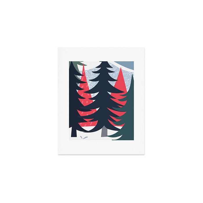 Winter christmas pine tree forest art Art Print Gallery Image 1