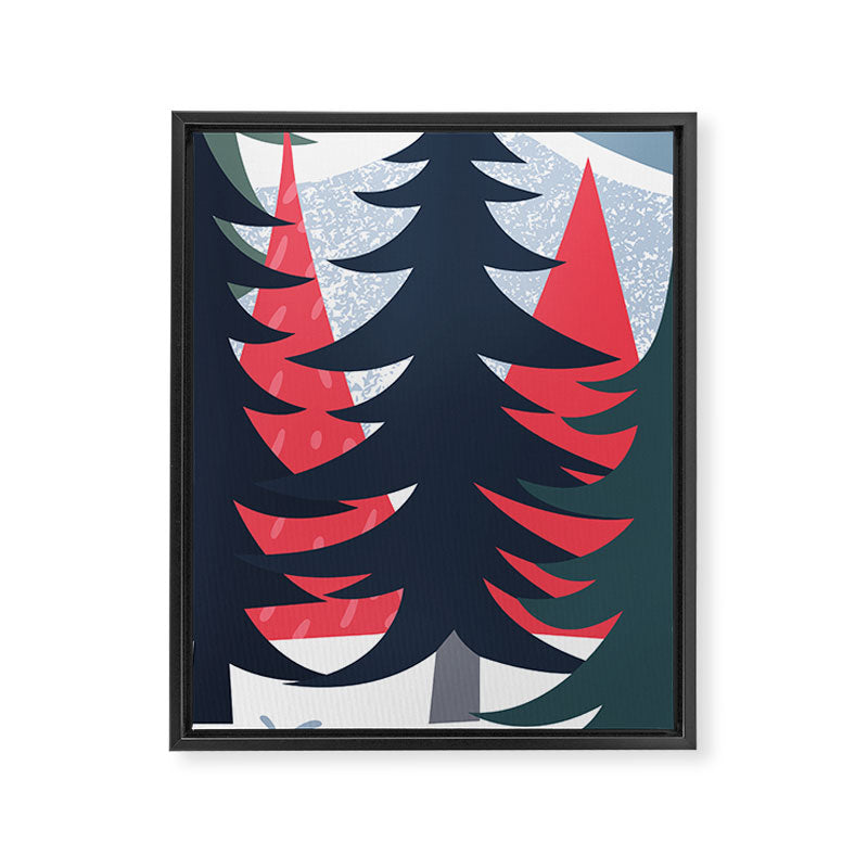 Winter christmas pine tree forest art Framed Canvas Print Gallery Image 6