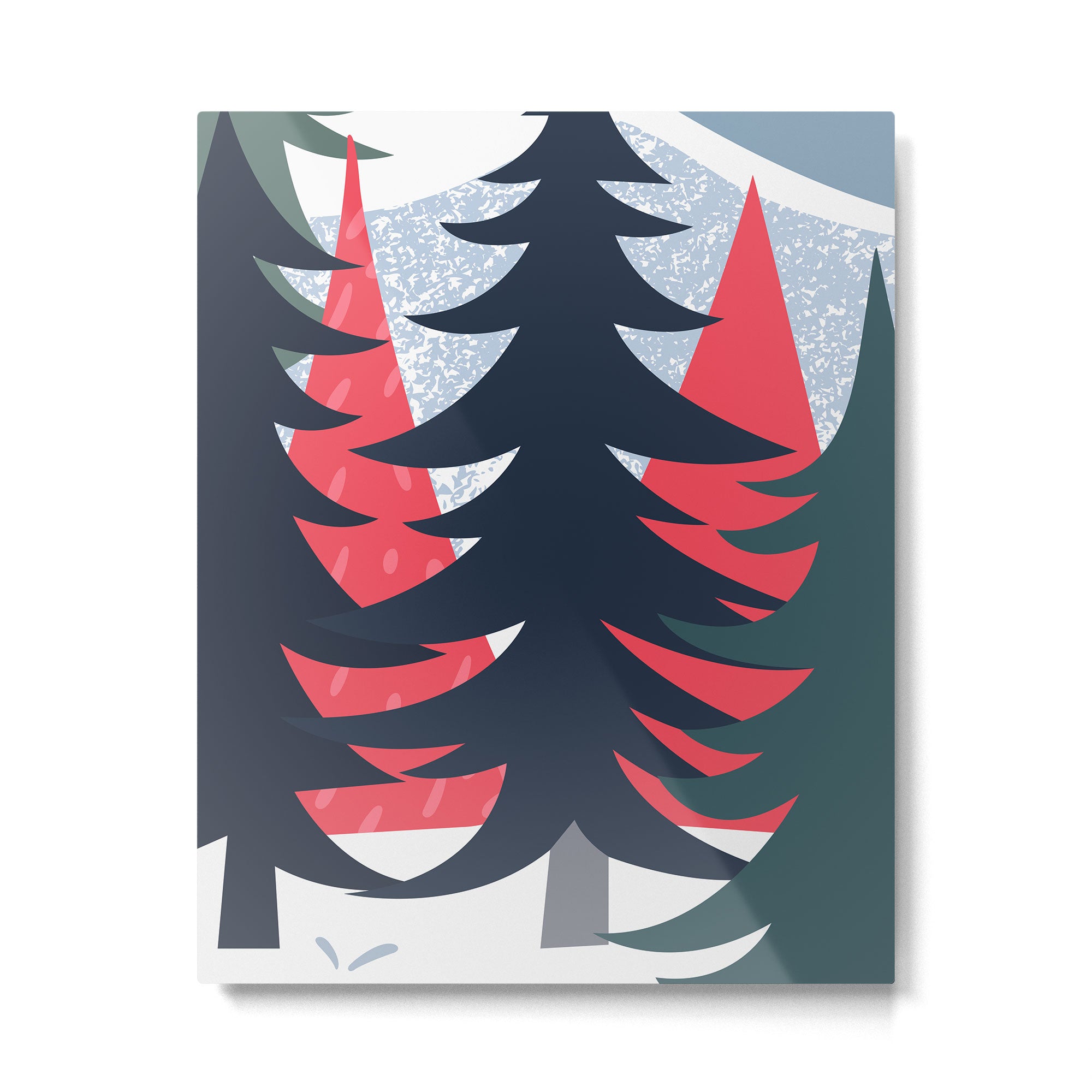 Winter christmas pine tree forest art Metal Print Gallery Image 4