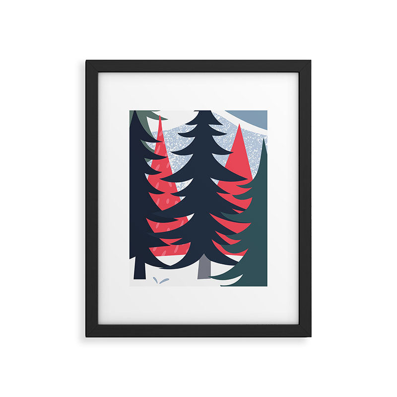 Winter christmas pine tree forest art Framed Art Print Gallery Image 5