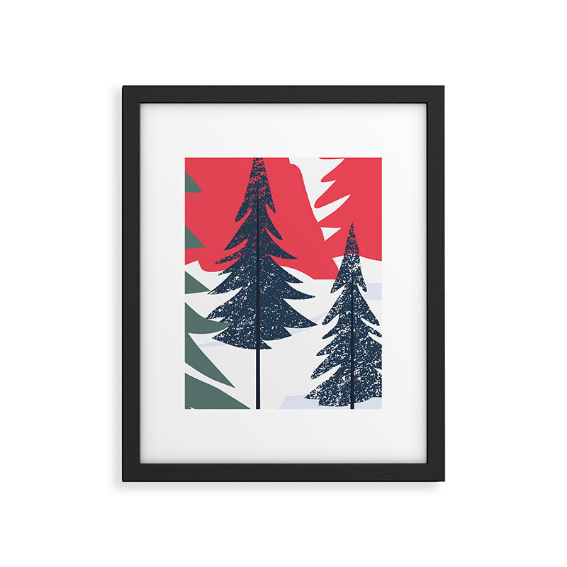 Winter christmas pine tree forest art Framed Art Print Gallery Image 5