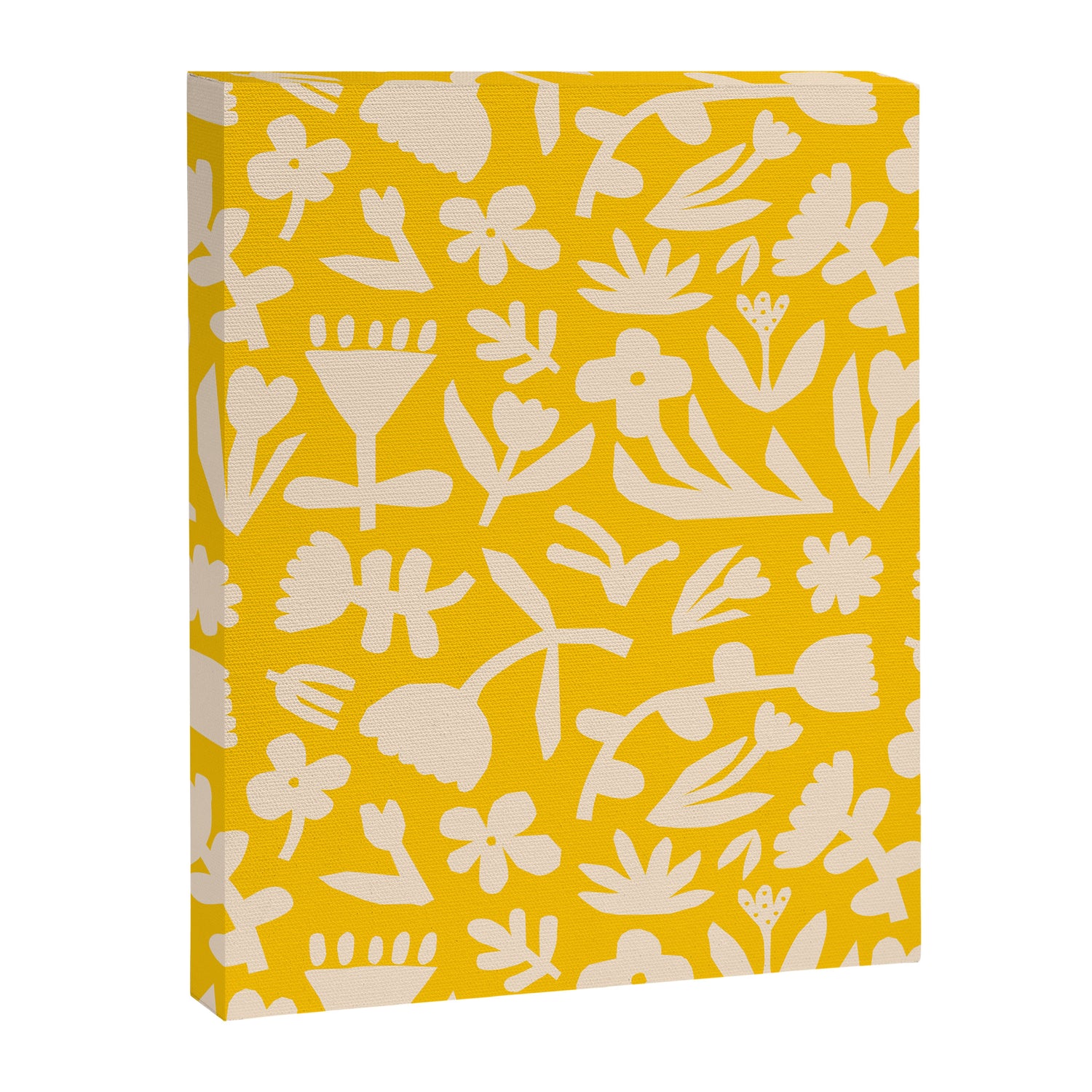 Yellow abstract flower art pattern Canvas Print Gallery Image 3