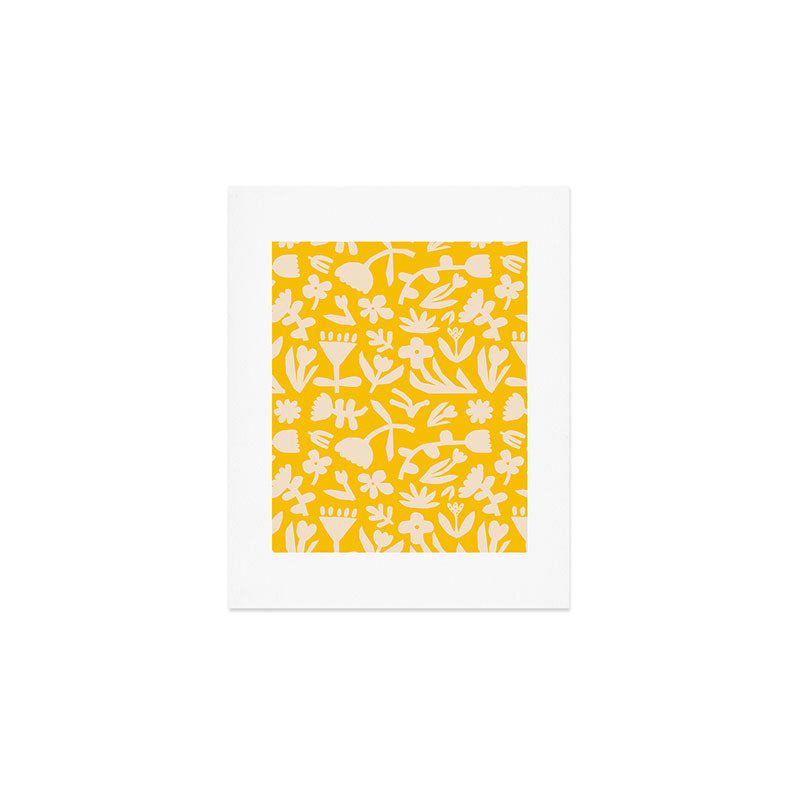 Yellow abstract flower art pattern Art Print Gallery Image 1