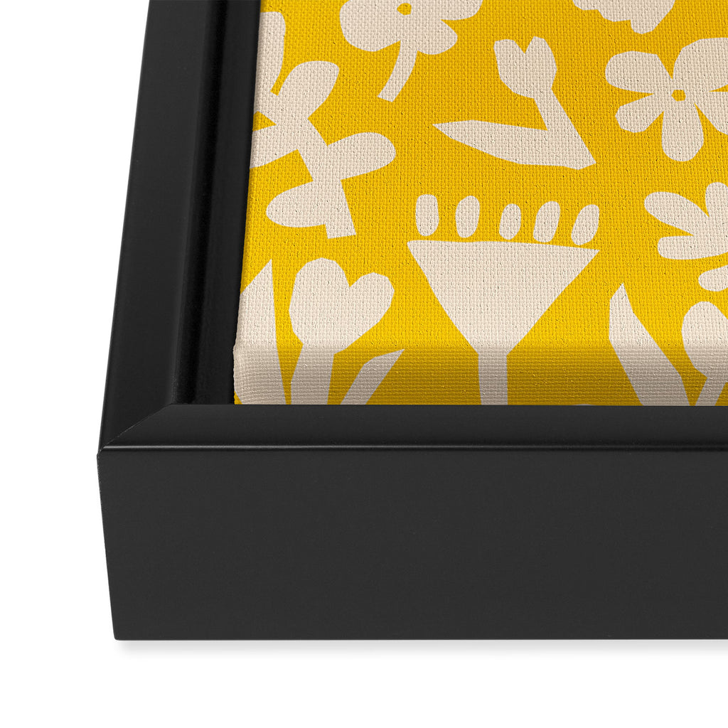 Yellow abstract flower art pattern Framed Canvas Print Gallery Image 3
