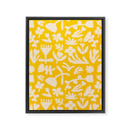 Yellow abstract flower art pattern Framed Canvas Print Gallery Image 3
