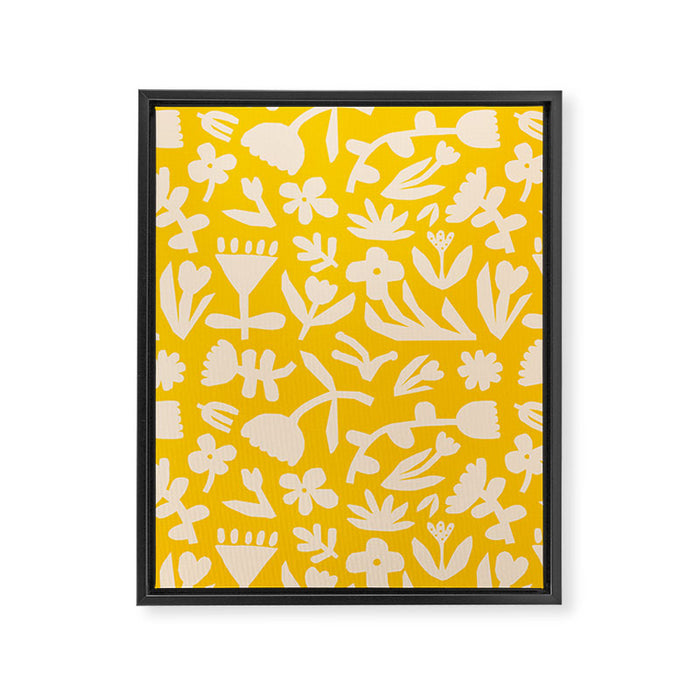Yellow abstract flower art pattern Framed Canvas Print Gallery Image 1