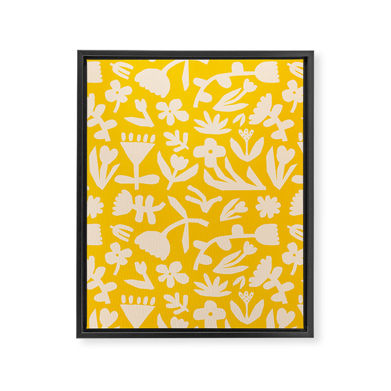 Yellow abstract flower art pattern Framed Canvas Print Gallery Image 8