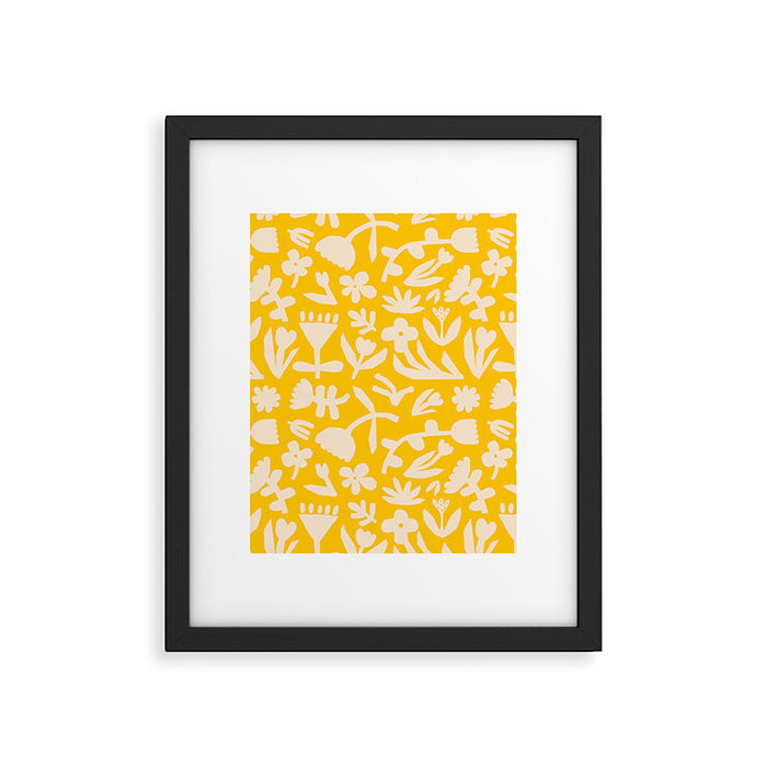 Yellow abstract flower art pattern Framed Art Print Gallery Image 1