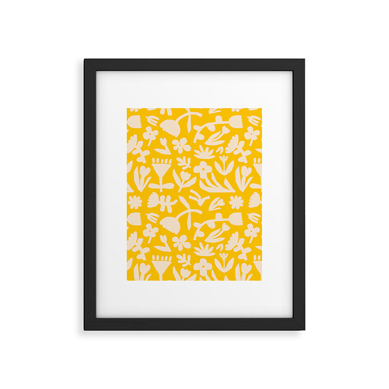 Yellow abstract flower art pattern Framed Art Print Gallery Image 6