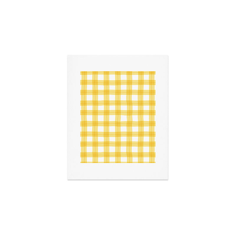 Yellow geometric plaid gingham pattern Art Print Gallery Image 1