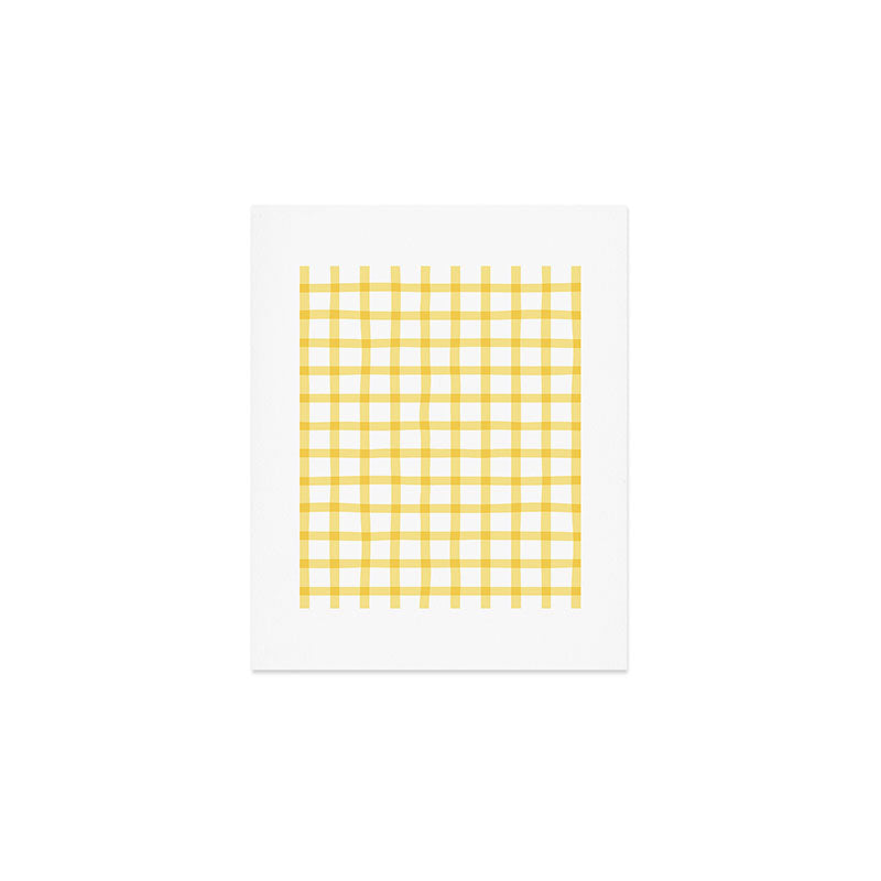 Yellow geometric plaid gingham pattern Art Print Gallery Image 1