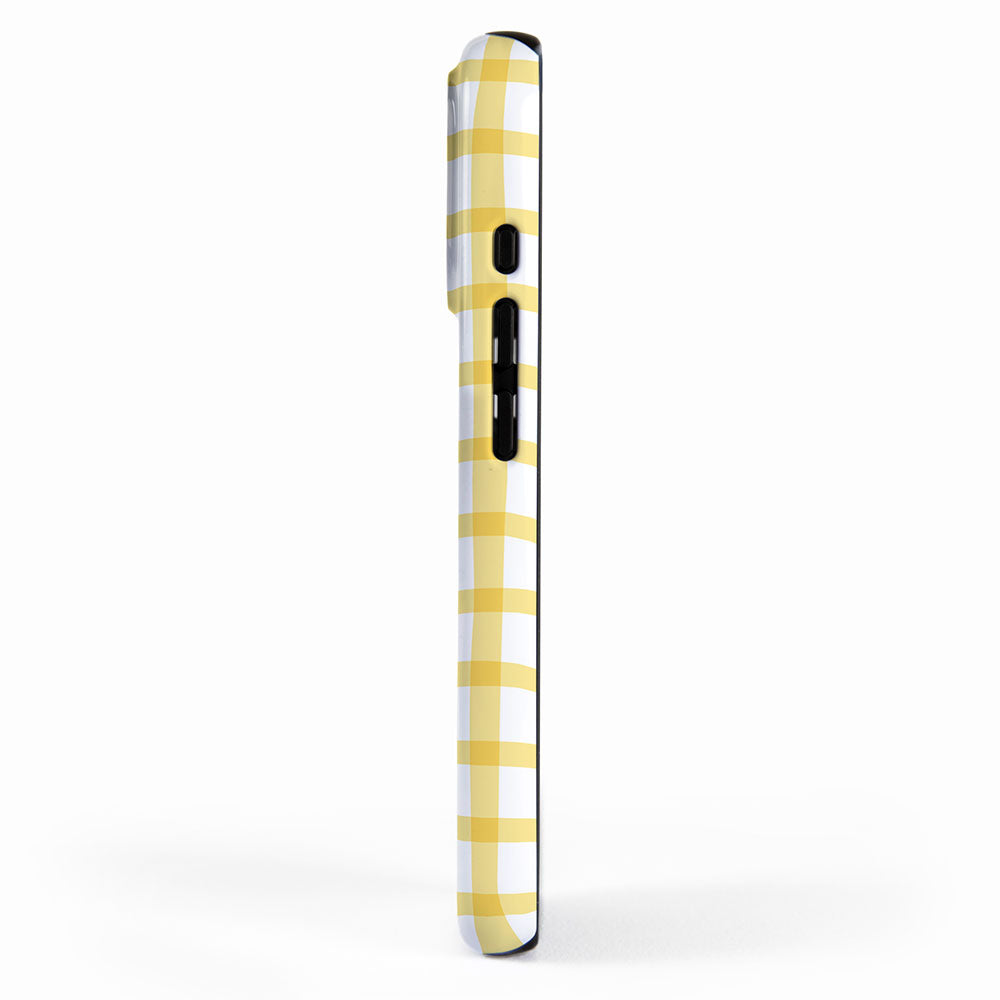 Yellow geometric plaid gingham pattern iPhone Case Gallery Image 2