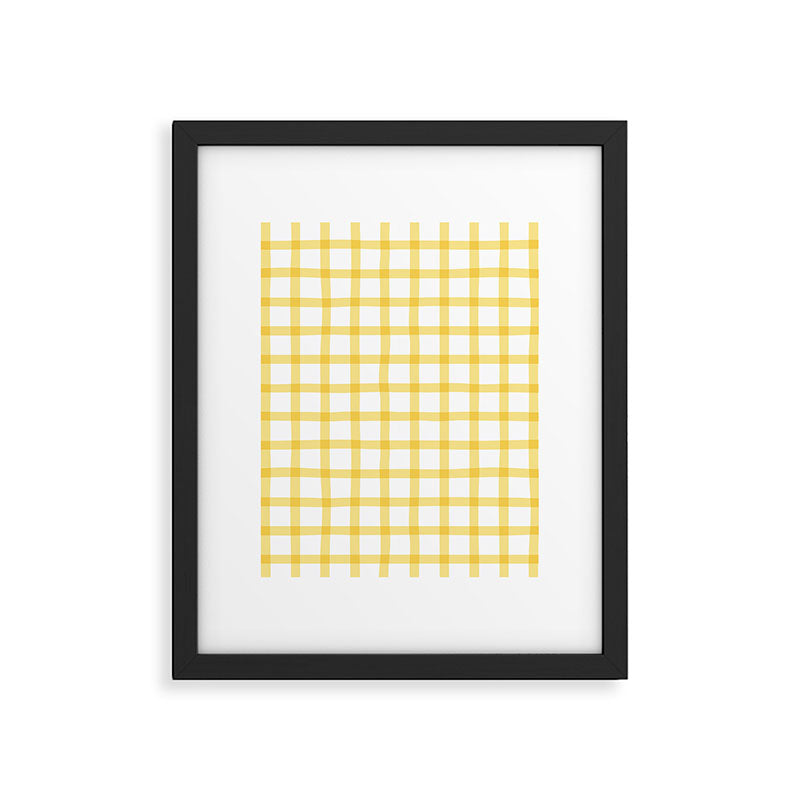 Yellow geometric plaid gingham pattern Framed Art Print Gallery Image 6