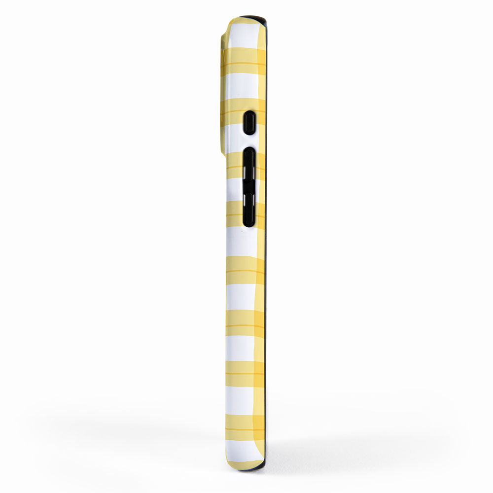 Yellow geometric plaid gingham pattern iPhone Case Gallery Image 2