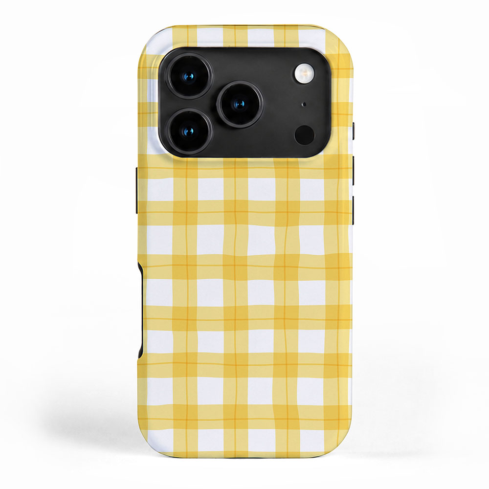 Yellow geometric plaid gingham pattern iPhone Case Gallery Image 1