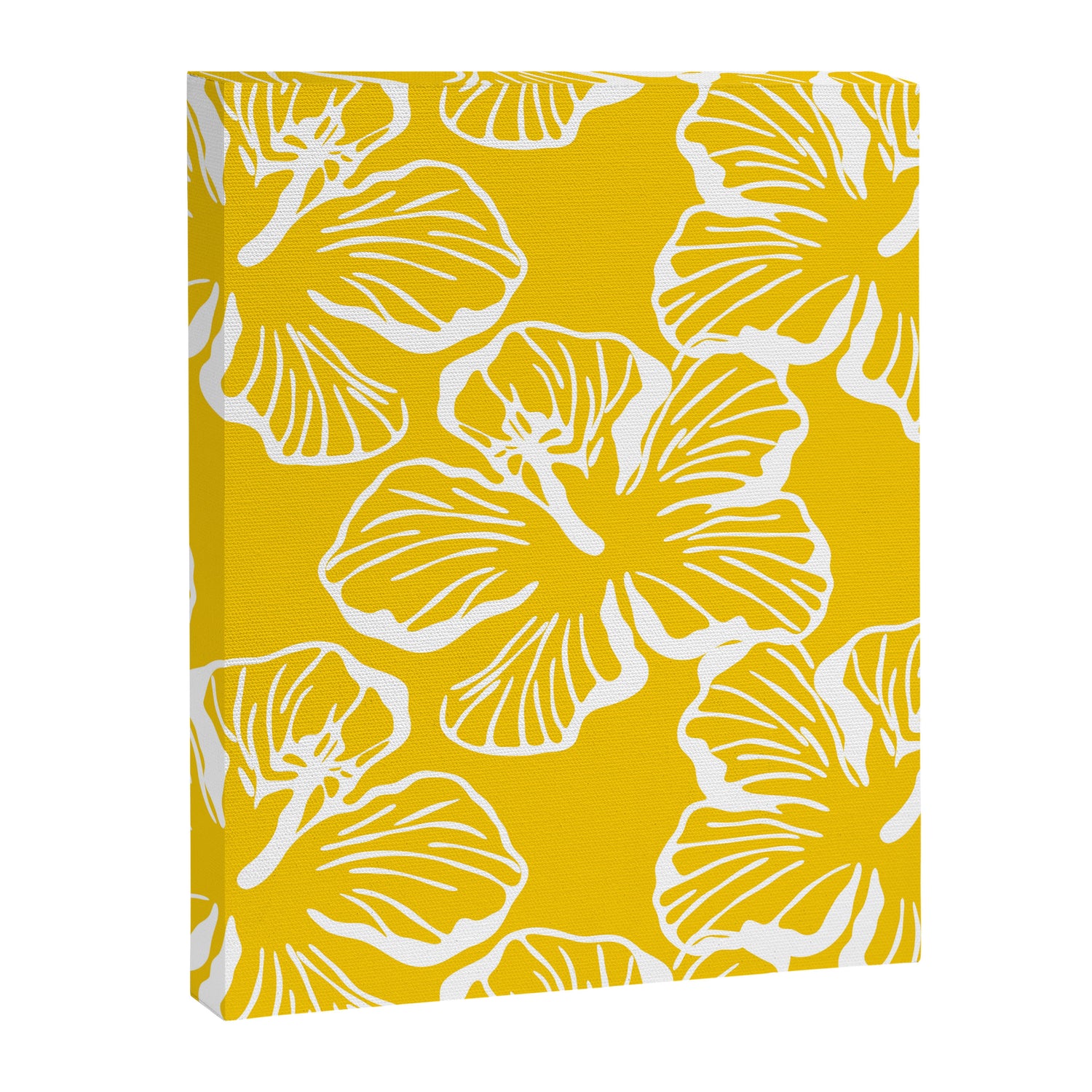 Yellow tropical hibiscus flower art pattern Canvas Print Gallery Image 3