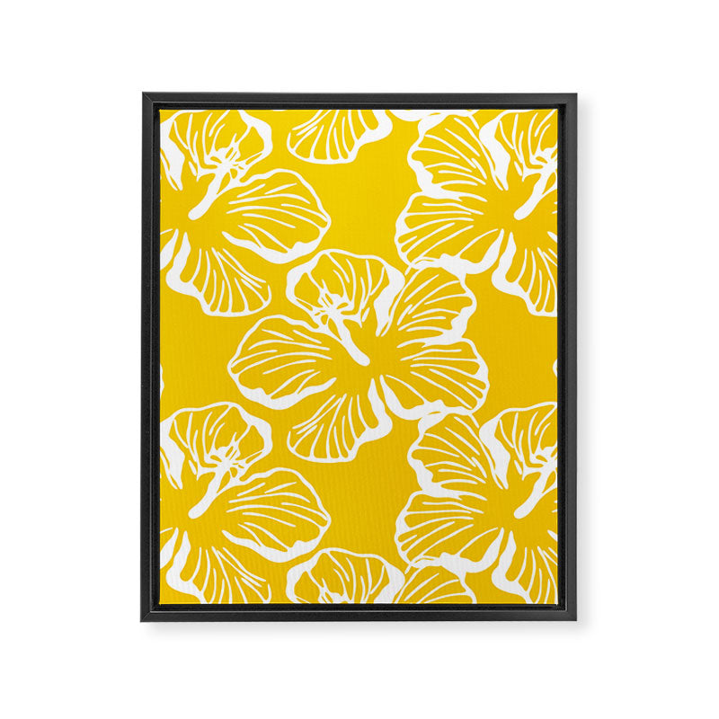 Yellow tropical hibiscus flower art pattern Framed Canvas Print Gallery Image 3