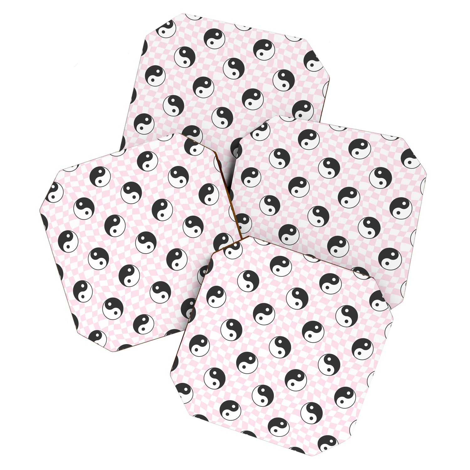 Yin yang checkered pattern Coaster Gallery Image 1