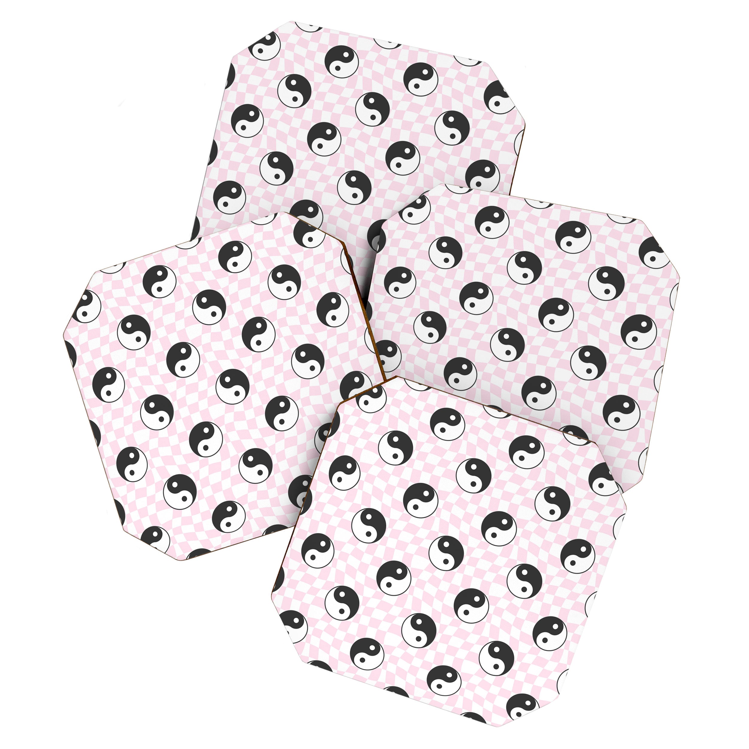 Yin yang checkered pattern Coaster Gallery Image 1