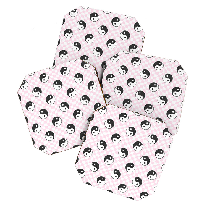Yin yang checkered pattern Coaster Gallery Image 1