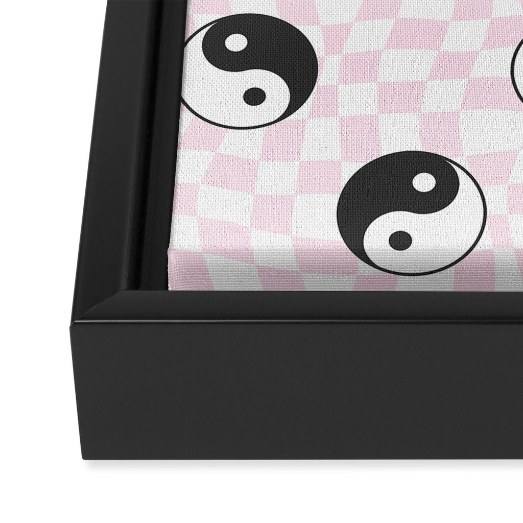 Yin yang checkered pattern Framed Canvas Print Gallery Image 3
