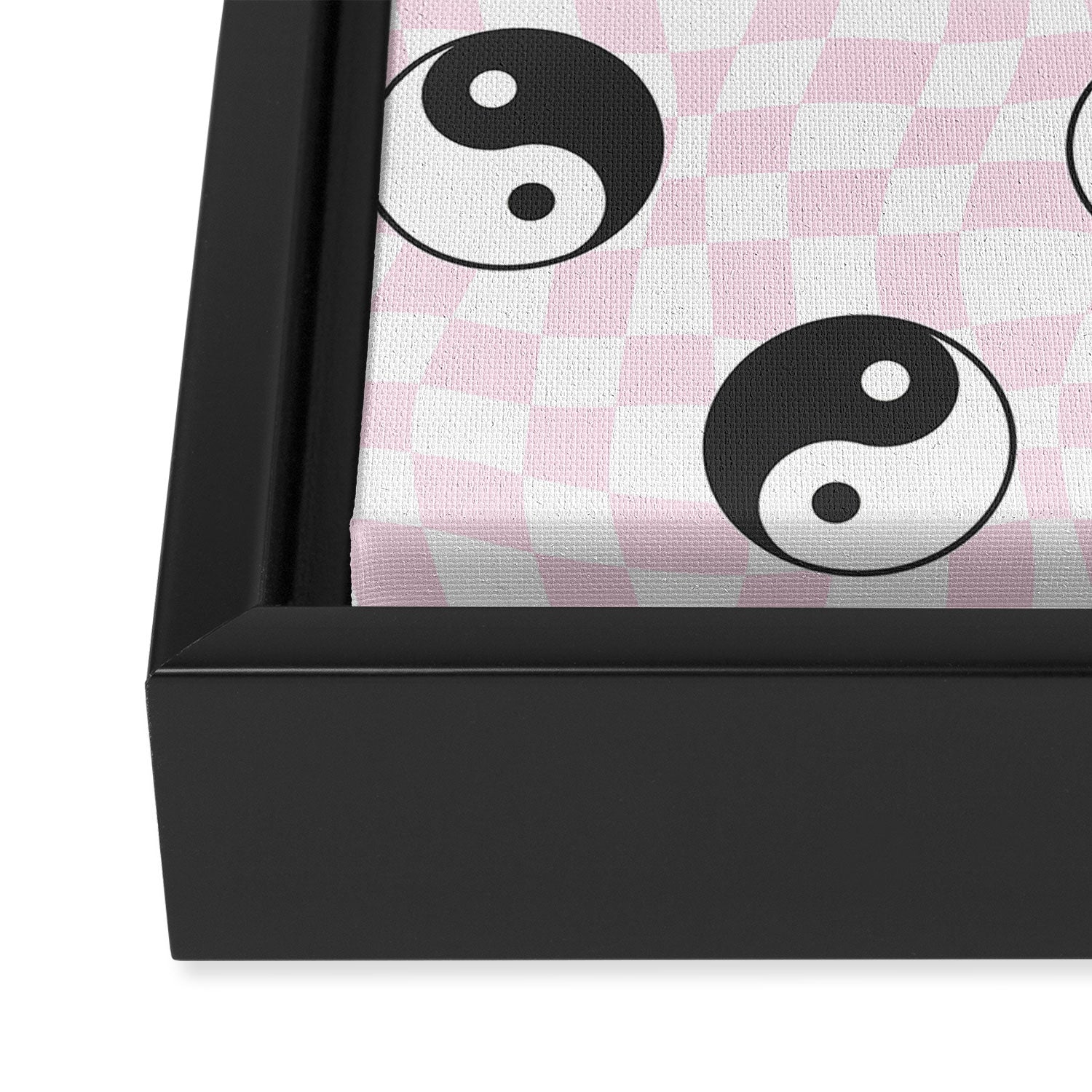 Yin yang checkered pattern Framed Canvas Print Gallery Image 3