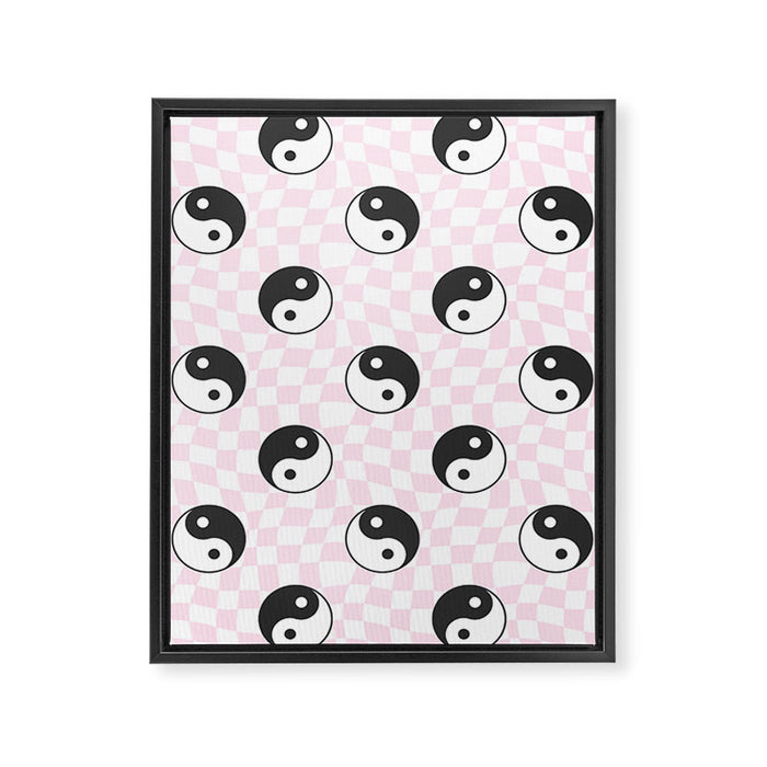 Yin yang checkered pattern Framed Canvas Print Gallery Image 1