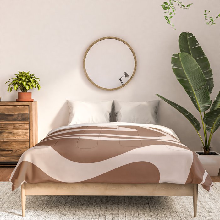 Modern Retro Liquid Swirl Fluid Abstract Pattern in Brown Comforter Gallery Image 3