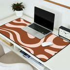 Modern Retro Liquid Swirl Fluid Abstract Pattern in Brown Desk Mat Gallery Image 2