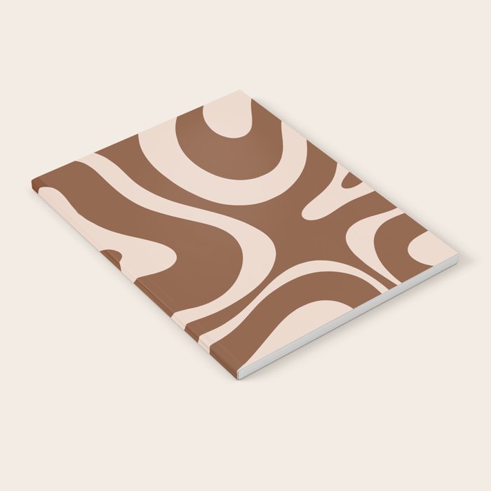 Modern Retro Liquid Swirl Fluid Abstract Pattern in Brown Notebook Gallery Image 2