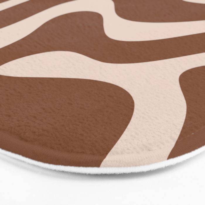 Modern Retro Liquid Swirl Fluid Abstract Pattern in Brown Bath Mat Gallery Image 3
